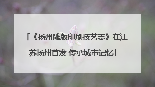 《扬州雕版印刷技艺志》在江苏扬州首发 传承城市记忆