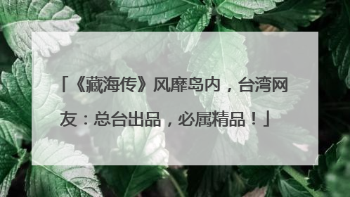 《藏海传》风靡岛内，台湾网友：总台出品，必属精品！