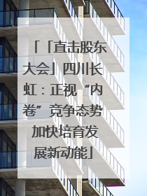 「直击股东大会」四川长虹：正视“内卷”竞争态势 加快培育发展新动能