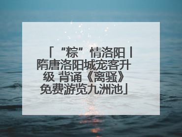“粽”情洛阳丨隋唐洛阳城宠客升级 背诵《离骚》免费游览九洲池