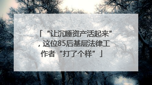 “让沉睡资产活起来”，这位85后基层法律工作者“打了个样”