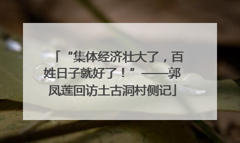 “集体经济壮大了，百姓日子就好了！”——郭凤莲回访土古洞村侧记