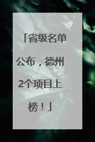 省级名单公布，德州2个项目上榜！