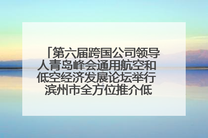 第六届跨国公司领导人青岛峰会通用航空和低空经济发展论坛举行 滨州市全方位推介低空经济发展优势