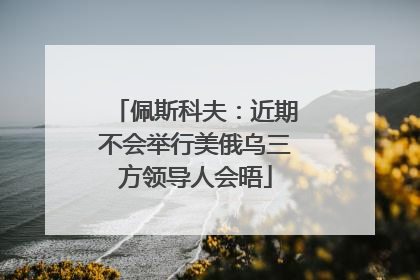 佩斯科夫：近期不会举行美俄乌三方领导人会晤