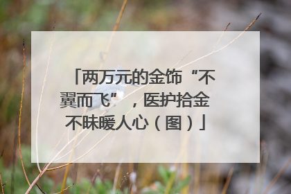 两万元的金饰“不翼而飞”，医护拾金不昧暖人心（图）