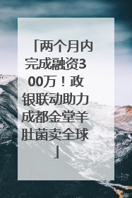 两个月内完成融资300万！政银联动助力成都金堂羊肚菌卖全球