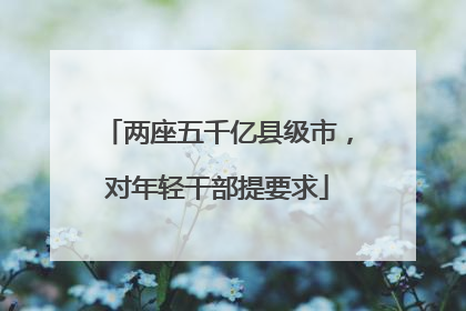 两座五千亿县级市，对年轻干部提要求