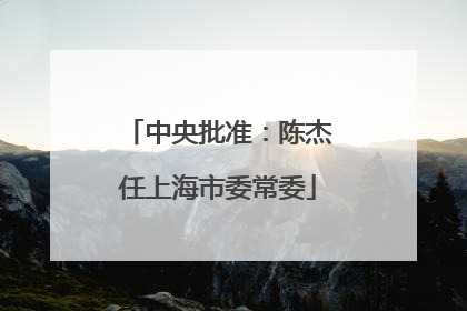 中央批准：陈杰任上海市委常委
