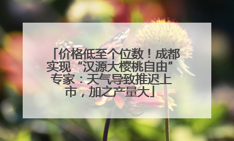 价格低至个位数！成都实现“汉源大樱桃自由” 专家：天气导致推迟上市，加之产量大