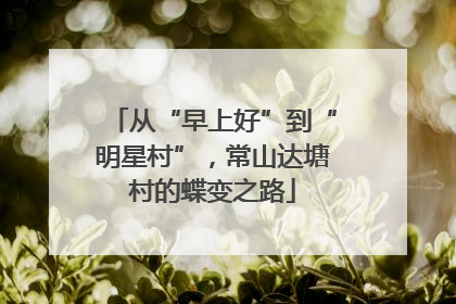 从“早上好”到“明星村”，常山达塘村的蝶变之路