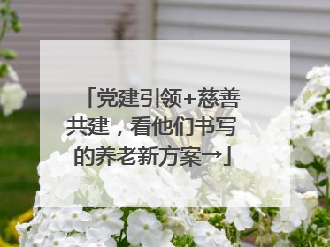 党建引领+慈善共建，看他们书写的养老新方案→