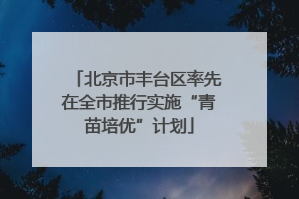 北京市丰台区率先在全市推行实施“青苗培优”计划