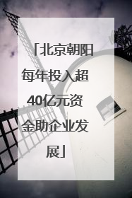 北京朝阳每年投入超40亿元资金助企业发展