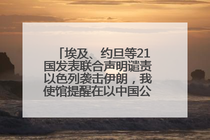 埃及、约旦等21国发表联合声明谴责以色列袭击伊朗，我使馆提醒在以中国公民尽快陆路离境