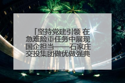 坚持党建引领 在急难险重任务中展现国企担当——石家庄交投集团做优做强典型报道之一