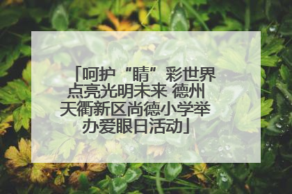呵护“睛”彩世界点亮光明未来 德州天衢新区尚德小学举办爱眼日活动