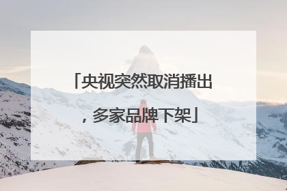 央视突然取消播出，多家品牌下架