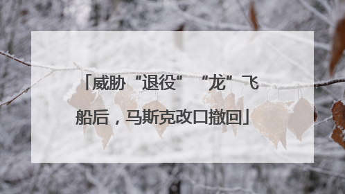 威胁“退役”“龙”飞船后，马斯克改口撤回