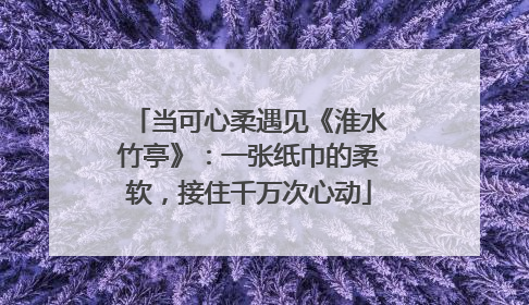 当可心柔遇见《淮水竹亭》：一张纸巾的柔软，接住千万次心动