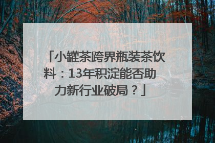 小罐茶跨界瓶装茶饮料：13年积淀能否助力新行业破局？