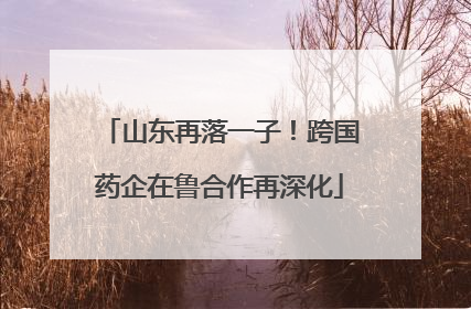 山东再落一子！跨国药企在鲁合作再深化