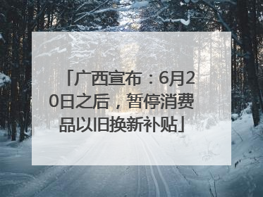 广西宣布：6月20日之后，暂停消费品以旧换新补贴