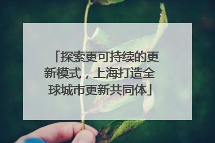 探索更可持续的更新模式，上海打造全球城市更新共同体