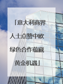 意大利商界人士点赞中欧绿色合作蕴藏黄金机遇