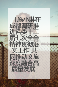 施小琳在成都调研推进省委十二届七次全会精神贯彻落实工作 共同推动文旅深度融合高质量发展 加快打造支柱产业民生产业幸福产业