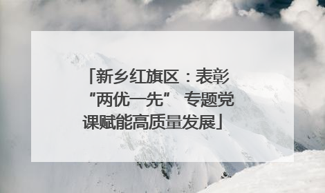 新乡红旗区：表彰 “两优一先” 专题党课赋能高质量发展