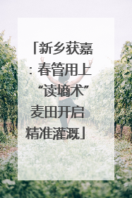 新乡获嘉：春管用上“读墒术” 麦田开启精准灌溉