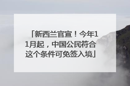 新西兰官宣！今年11月起，中国公民符合这个条件可免签入境
