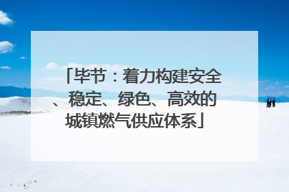 毕节：着力构建安全、稳定、绿色、高效的城镇燃气供应体系