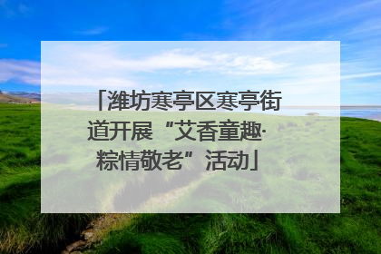 潍坊寒亭区寒亭街道开展“艾香童趣·粽情敬老”活动