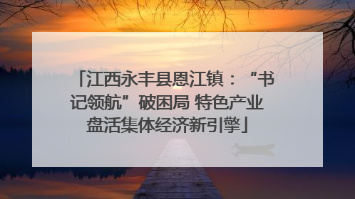 江西永丰县恩江镇：“书记领航”破困局 特色产业盘活集体经济新引擎