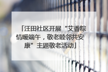 汪田社区开展“艾香粽情暖端午，敬老睦邻共安康”主题敬老活动