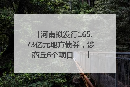 河南拟发行165.73亿元地方债券,涉商丘6个项目……