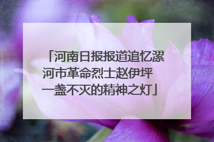河南日报报道追忆漯河市革命烈士赵伊坪 一盏不灭的精神之灯