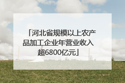 河北省规模以上农产品加工企业年营业收入超6800亿元