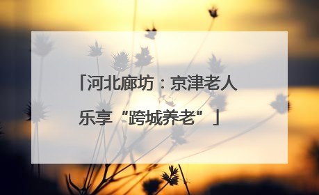 河北廊坊：京津老人乐享“跨城养老”