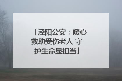 泾阳公安：暖心救助受伤老人 守护生命显担当