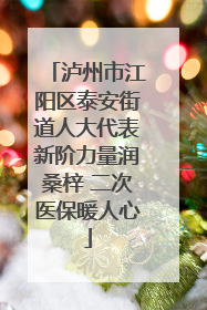 泸州市江阳区泰安街道人大代表新阶力量润桑梓 二次医保暖人心