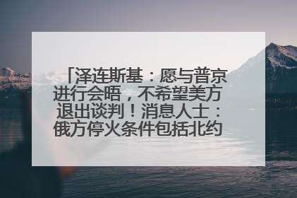 泽连斯基：愿与普京进行会晤，不希望美方退出谈判！消息人士：俄方停火条件包括北约“书面”保证不东扩