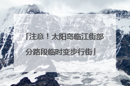 注意！太阳岛临江街部分路段临时变步行街