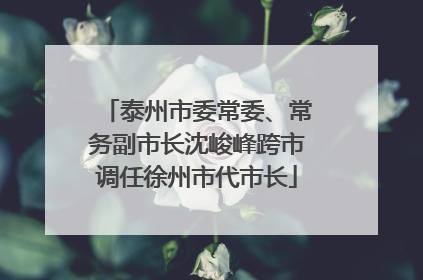 泰州市委常委、常务副市长沈峻峰跨市调任徐州市代市长
