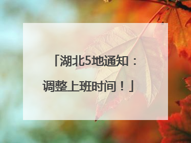 湖北5地通知：调整上班时间！