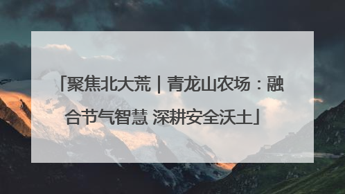 聚焦北大荒｜青龙山农场：融合节气智慧 深耕安全沃土