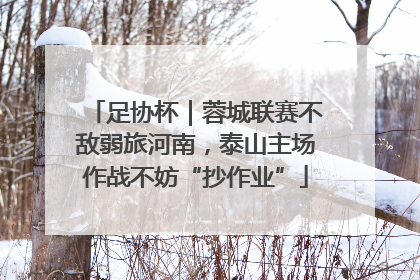 足协杯｜蓉城联赛不敌弱旅河南，泰山主场作战不妨“抄作业”