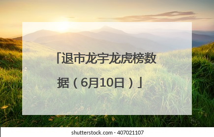 退市龙宇龙虎榜数据（6月10日）